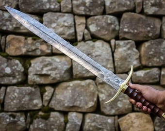 Handsmidda vikingasvärd i damaskusstål: Personligt medeltida samlarobjekt, julklapp, historiskt svärd