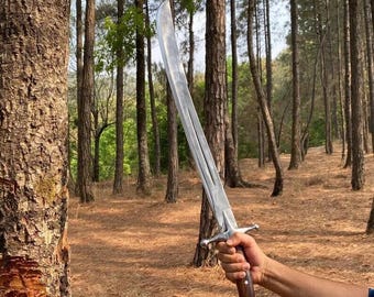 Handmade Carbon Steel Viking Scimitar Islamic Zulfiqar Sword, Shamshir With Leather Sheath