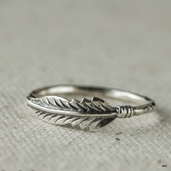 Sterling Silver Feather Ring,  Sterling Silver Ring, Stacking Ring