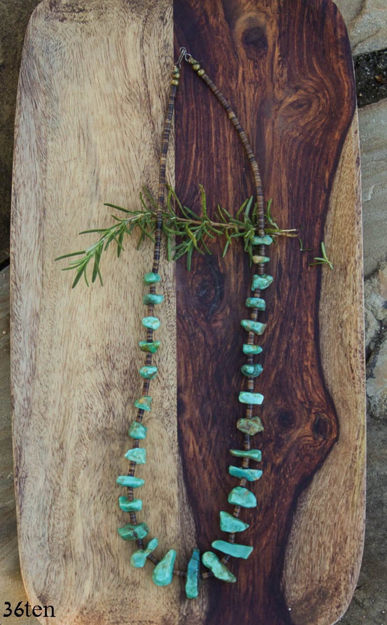 Vintage Statement Turquoise Necklace Southwestern Jewelry, Heishi and turquoise Boho Jewelry