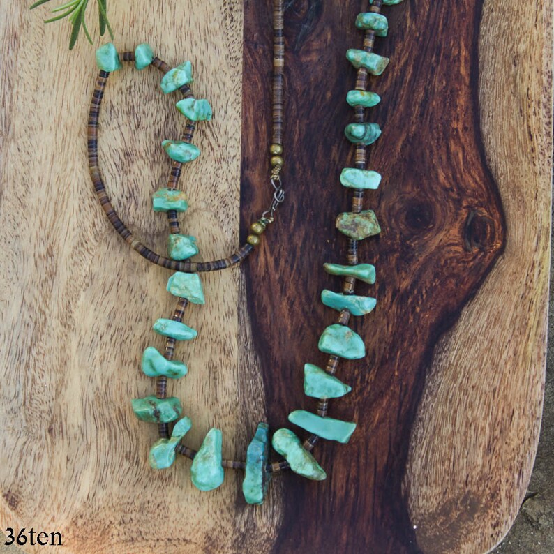 Vintage Statement Turquoise Necklace Southwestern Jewelry, Heishi and turquoise Boho Jewelry