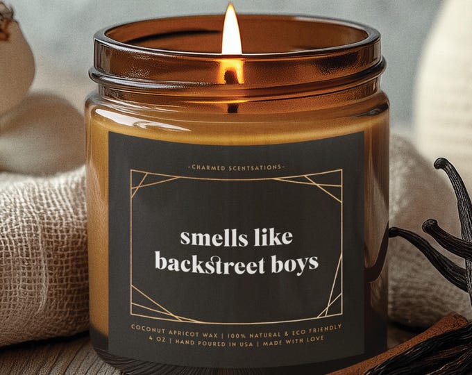 Smells Like Backstreet Boys Candle - Natural Coconut Apricot Wax, Gift, Home Decor, Gag, Funny, Celebrity, BSB