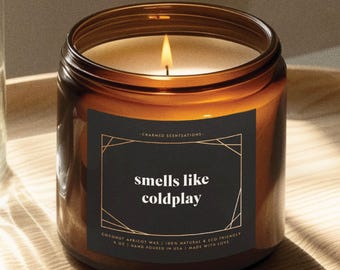 Vela con olor a Coldplay: cera de albaricoque y coco natural, regalo, decoración del hogar, broma, divertido, celebridad, Chris Martin