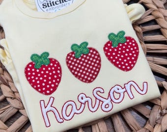 Girls strawberry shirt, girls summer shirt, personalized girls shirt, strawberry