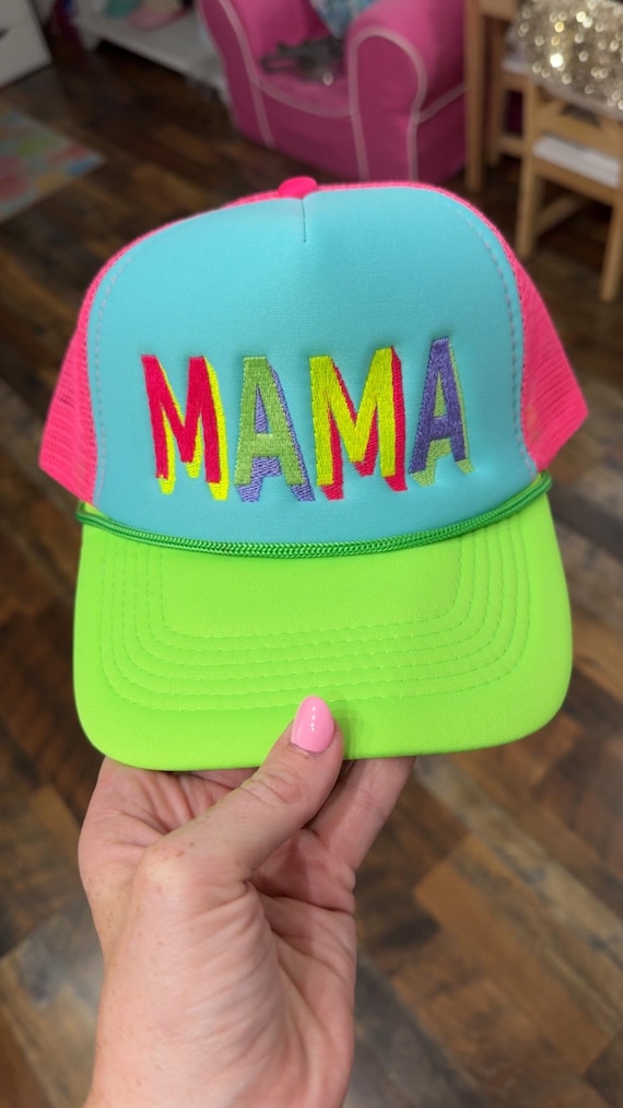 MAMA hat, trucker hat, MAMA trucker hat,  personalized hat, neon hat, summer hat