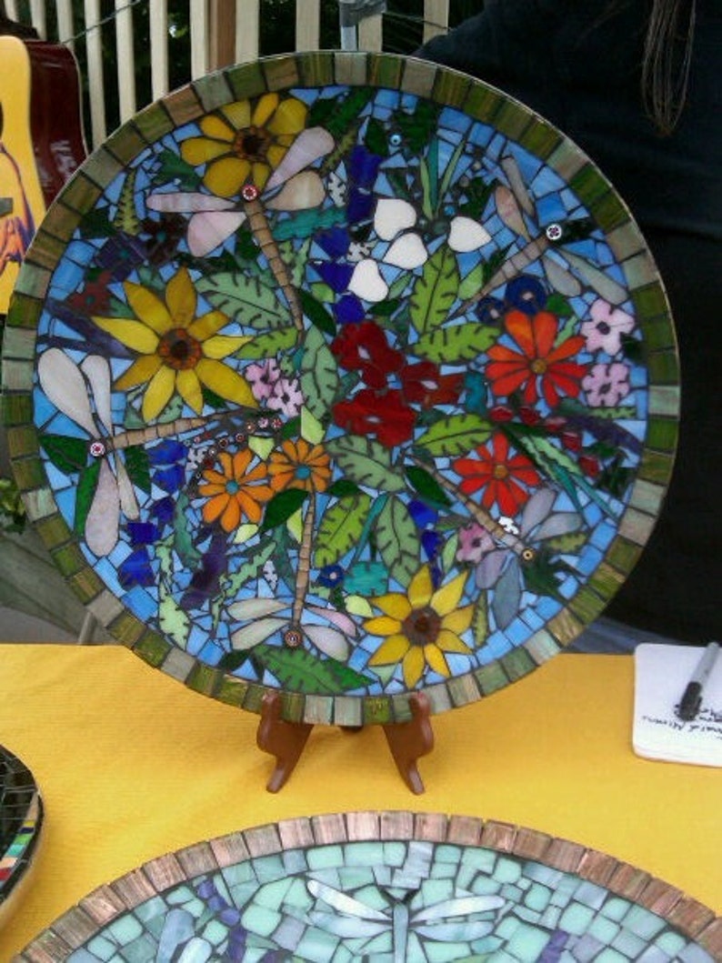Mosaic Garden and Dragonfly Platter image 3