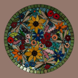 Mosaic Garden and Dragonfly Platter image 1