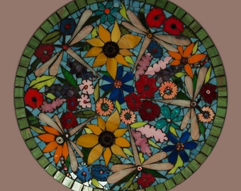 Mosaic Garden and Dragonfly Platter