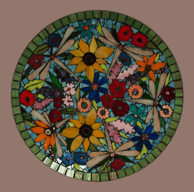Mosaic Garden and Dragonfly Platter image 1
