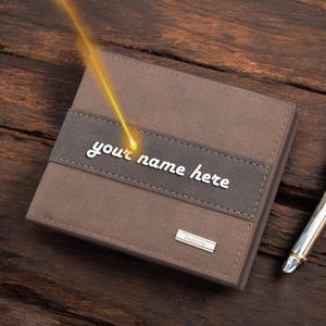 Cartera para hombre personalizada y grabada: tarjetero minimalista de piel sintética con bolsillo para monedas