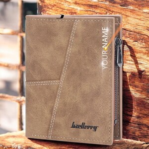 Baellerry Personalisierte Herren Geldbörse - Schlanker PU-Leder Kartenhalter mit Münzfach, Luxus Design