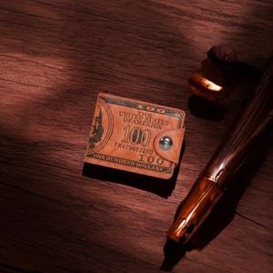 Portemonnee voor heren – leren portemonnee met patroon van 100 Amerikaanse dollar, foto- en kaarthouder, modieuze portemonnee met grote capaciteit