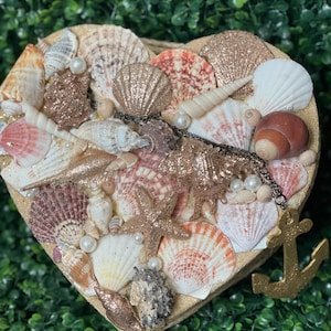Seashell heart shaped storage boxHand designed