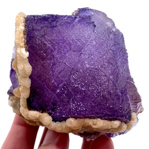 447 Gram Amazing Deep Purple Fluorite With Calcite Specimen From Pakistan