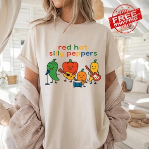 Red Hot Silly Peppers Shirt, Trending Unisex T-Shirt, Unique Shirt Gift, Cute Chilli Music Band Tee, Red Hot Silly Peppers Funny Shirt