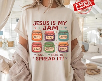 Jesus Is My Jam Shirt, Christian Mom Tee, Funny Jesus T-Shirt, Christian Humor Shirt, Faith Based Gift, Religious Gift for Women