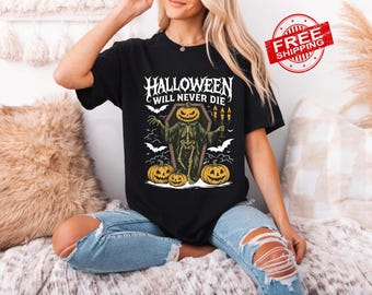 Halloween Pumpkin Skeleton Shirt: Spooky Horror Graphic Tee