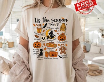 Cute Fall Shirt, Tis the Season Shirt, Women's Fall Shirt, Pumpkin Season, Fall Harvest Shirt, Autumn Doodle Shirt, Cozy Season Shirt Gifts
