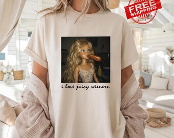Juicy Wieners Meme Shirt | Embarrassing Doll Meme Gag Gift | Funny Inappropriate Shirt | Dirty Joke Tee | Shirt Exchange Party Gift