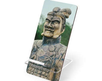 Soporte para móvil con forma de guerrero de terracota para smartphones / Soporte de cerámica para teléfono con forma de soldado
