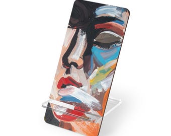 Soporte de exhibición móvil abstracto y colorido con forma de retrato para smartphones