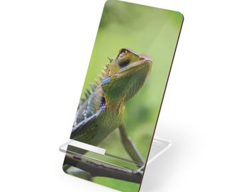 Soporte para teléfono con diseño de camaleón lagarto verde/soporte para pantalla móvil para smartphones