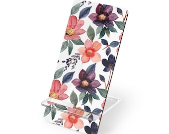Soporte para teléfono con acuarela floral / Expositor móvil de cartón duro