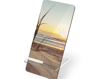 Soporte para teléfono móvil con diseño de puesta de sol en la playa / Soporte de exhibición para móviles