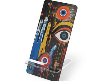 Soporte para móvil/smartphone con diseño abstracto de ojo y mano