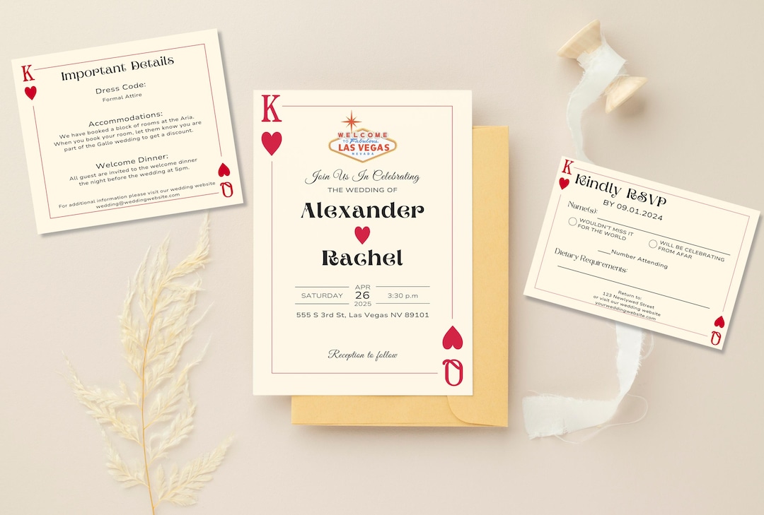Vegas Wedding Invitation Playing Card Wedding Invitation Templates