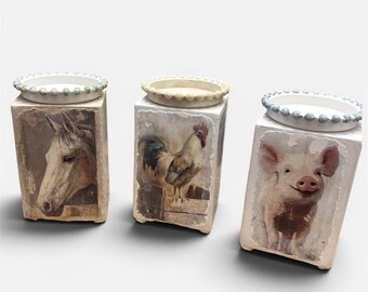 Rustic Distressed Farm House Candle Holder