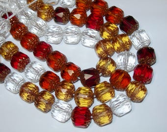 20 Crystal Topaz and Red Cathedral Czech Glass 10mm beads