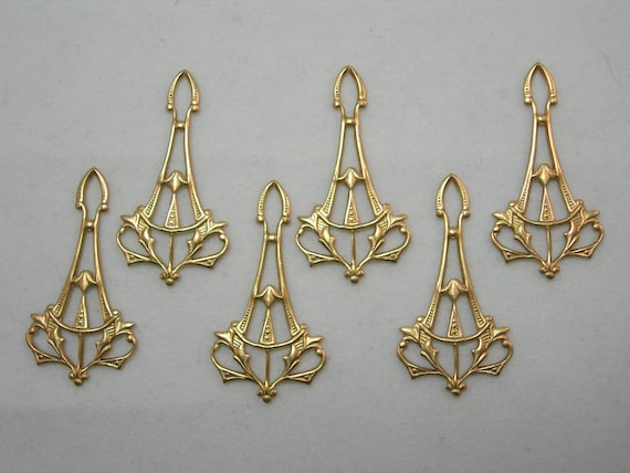 Raw Brass Victorian Art Deco Earring Findings Drops