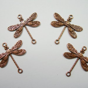 Copper Plated Dragonfly Victorian Earring Drops Findings Stampings -4