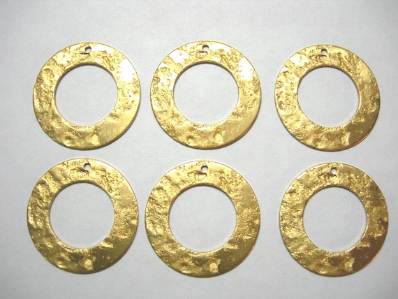 Textured Raw Brass Open Rings Hoops Earring Findings - 6