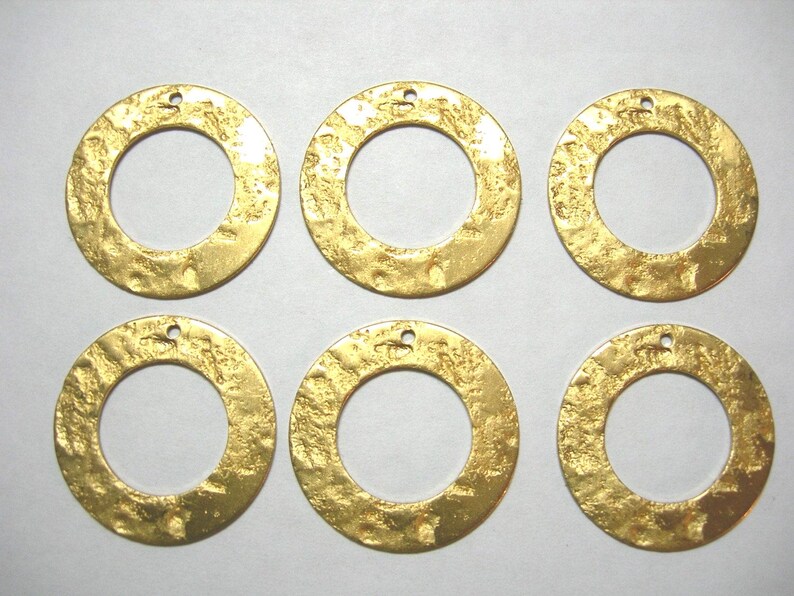 Textured Raw Brass Open Rings Hoops Earring Findings - 6 image 1