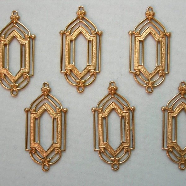 Art Deco Raw Brass Earring Drops Dangles Findings - 6