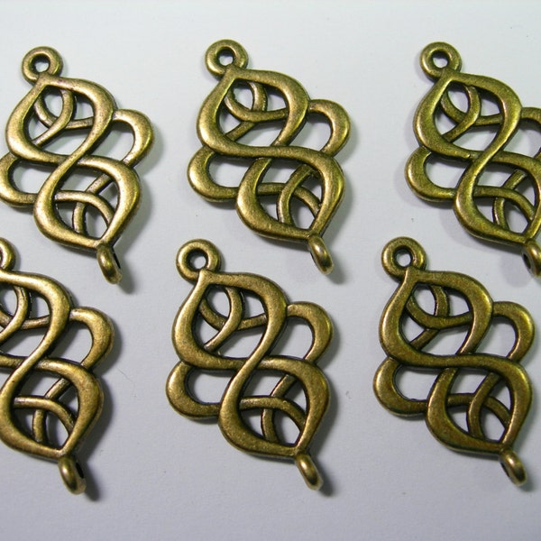 Antique Bronze swirls drops, loops, connectors, links, 6 - 28mm