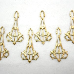 Raw Brass Victorian / Art Deco Earring Findings Drops - 6