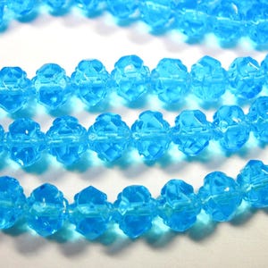25 5x6mm Czech Glass Aquamarine Rosebud beads