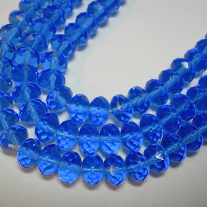 25 8x6mm Dark Sapphire Blue Czech glass Rondelle beads