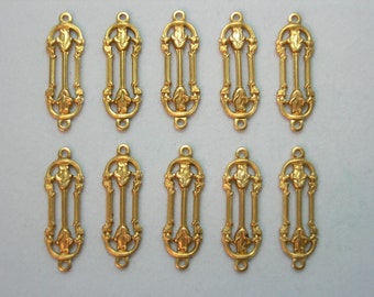 Raw Brass Victorian Earring Findings Drops Dangles - 10