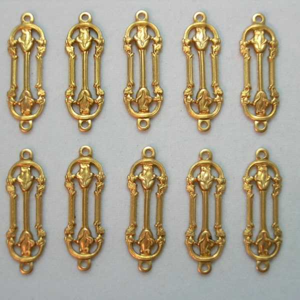 Raw Brass Victorian Earring Findings Drops Dangles - 10