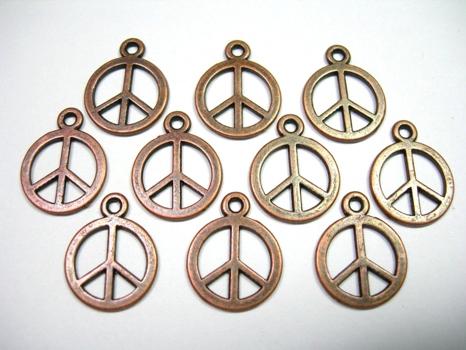 Antiqued Copper Plated Peace Sign Drops, Charms - 15mm - 10 Pieces - Etsy