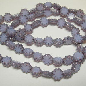 25 beads Cactus Flower Lilac with Bronze Czech Glass Flower Beads 9mm image 2