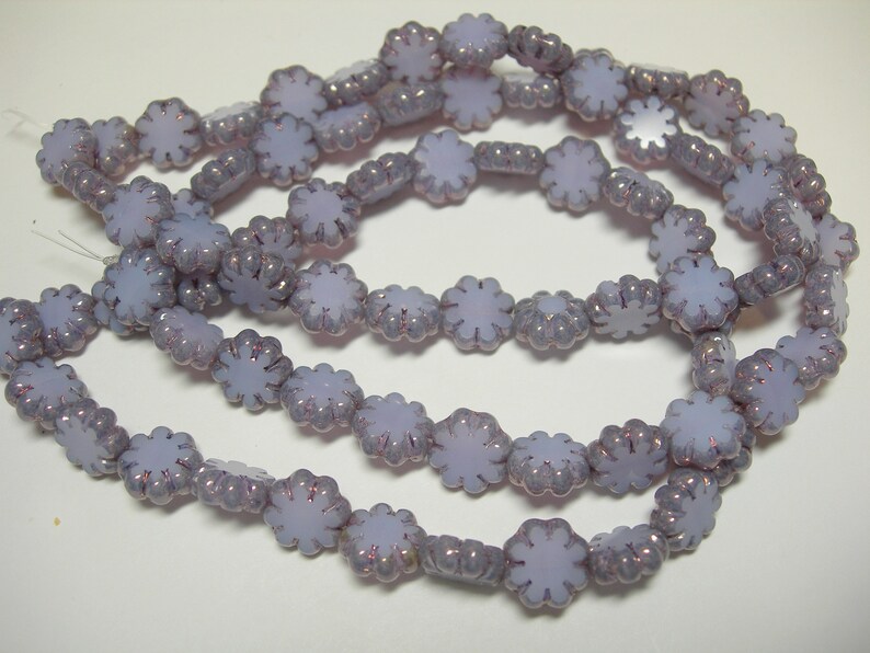 25 beads Cactus Flower Lilac with Bronze Czech Glass Flower Beads 9mm image 2
