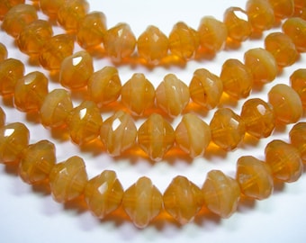 28 7mm Czech Glass Butterscotch Opal Saturn Saucer Beads