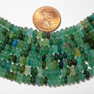 Ancient Roman Glass Saucer Beads apx 2mm x 6mm, 15&quot; strand