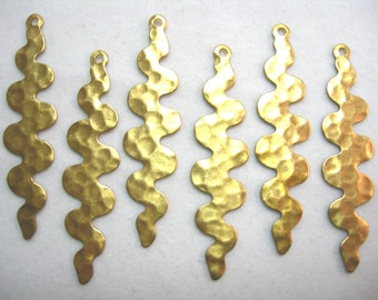 Curvy Hammered Raw Brass Earring Findings Drops - 6