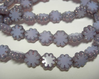 25 beads - Cactus Flower Lilac with Bronze Czech Glass Flower Beads 9mm